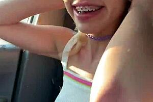 Petite Teen Slut Exposed in Public, Sucking Cock POV!