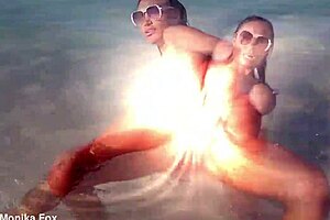 sexy monika fox swims, masturbates and squirts in sea and on beach 🌊