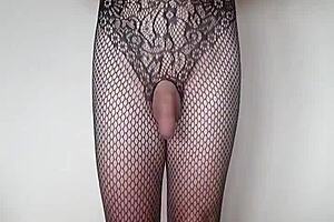 Misr4 Wearing Fishnet Bodysuit in Close-Up Lingerie Display