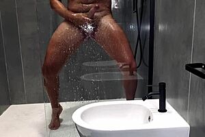 Hot shower scene with rubbing and moans