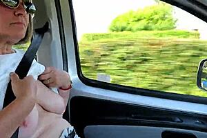 Going down the road with my tits out