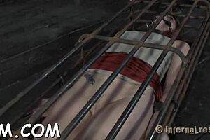 Sexy brunette cutie enslaved in bdsm, teasing with toys for hardcore blowjob and masturbation