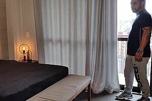 pornstar brasil's huge cock cums during masturbation session