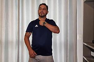 pornstar brasil's huge cock cums during masturbation session