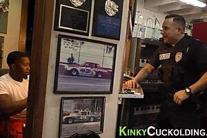 Busty wife sucks schlong in cuckold humiliation!