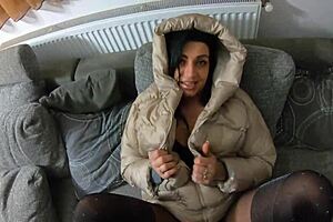 Ripped pantyhose doggy leads to double cum