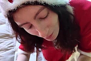 SEXY SANTA BROUGHT YOU A PRESENT CUM ON YOUNG 18+ HAIRY PUSSY