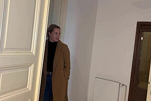 Horny blonde real estate agent cheats with client's big cock