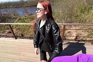 wild encounter with ginger beauty in extreme public blowjob