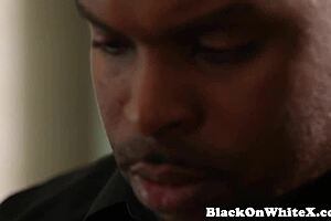 Beautiful interracial babe in lingerie gets pussy drilled by big black cock crook