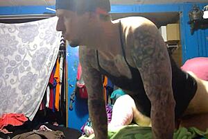 Blonde tattooed whore bent over for intense doggystyle fucking, craving more slutty action