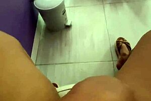 latina student fingers tight pussy in public, flashing clients, reaches female ejaculation