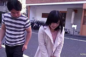 Petite japanese virgin teen talks first suck on public toilet by old guy!