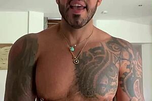 Viktor Rom in intriguing tattooed gay daddy bear scene