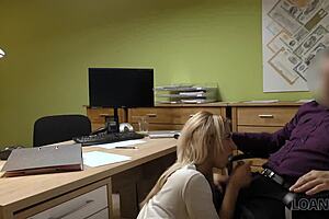blonde teen in office interview offers blowjob, lick, fingering for sex cash, hidden cam pov