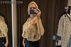 Trying on transparent clothes in fitting room haul