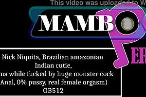 Petite Nick Niquita contrasts her pussy with anal on huge monster cock, cumming balls deep.