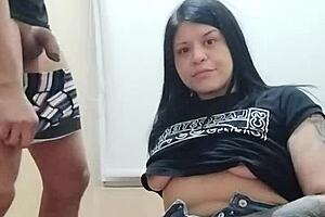 The Amateur Pornstar Masturbates While Sucking Dick Without Condom