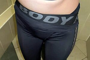 compilation of suggestive pissing scenes in public toilet, close-up pov