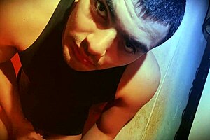 muscular guy hard to get hard against wall sexy big cock