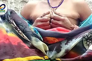 desi village saree removing finger