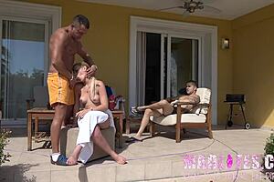 Fucking from garden to kitchen!