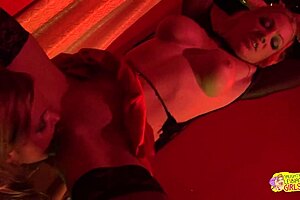 two blonde strippers fight but finger and make up