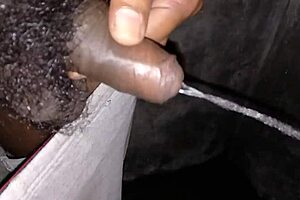 Contrasting hot pissing in indian bathroom with big black cock for creampie orgasm