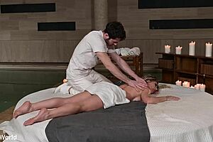 big boobed blonde carla bloom tempts masseuse into drilling her pussy