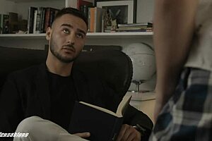 College girl River Lynn passes her test and gets rewarded with a big dick.