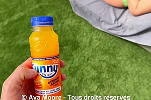 brunette feels the juice is life fucking pussy with bottle sucking huge cock drinking juice