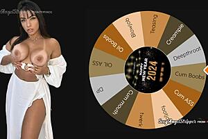 sexy latina in white lingerie wheel of sex jerk off game twerking big boobs cum play