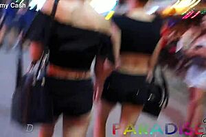 Twin gfs getting fucked in a public bathroom after stripping on poles, clothes ripped in wild 3some 😈