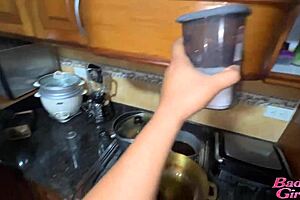 Blonde Woman Kitchen Conversation