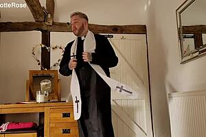 Curvy British teen in halloween costume gets cum swapping with group