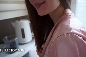 Petite GF Spreads Pussy Lips