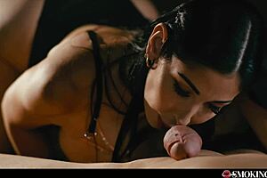 french brunette feels intense pleasure masturbating with cigarette and dirty talk