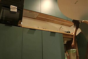 Cute Housewife Flashes Panties In Kitchen