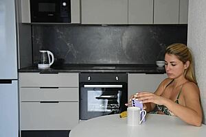 I saw my wife swallowing a banana and fucked her in the morning