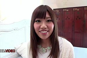 Chisa Hoshino's shaved pussy gets fingered and fucked hard