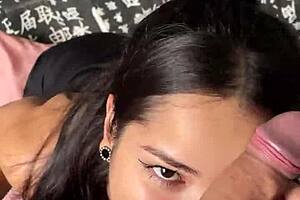 hey guys, check out my cute submissive girlfriend giving sloppy deepthroat to monster cock