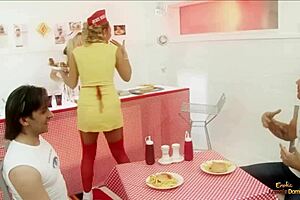 Food Fight in Restaurant Turns into Hardcore Group Sex