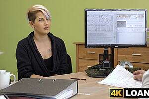 feeling wild passion, busty babe rides loan agent intensely