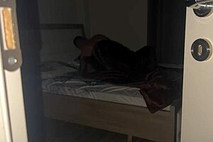 Passionate couple kisses during real sex