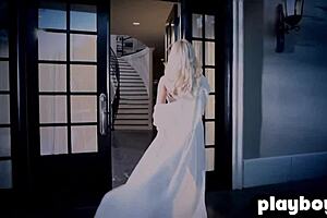 Busty Blonde In Sexy Lingerie Poses For Playboy