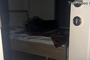 Passionate couple kisses during real sex