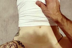 fitness girl dominates with big cock on gym steps