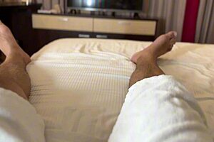 sexy swimsuit on woman encouraged cock to swell but she noticed it and punished