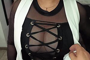 Horny latina milf gives pov blowjob rides dick and gets cumshot real amateur couple - hot mature