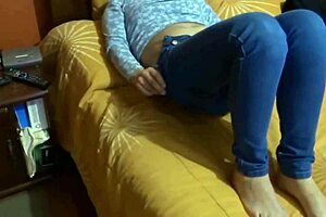 Great Compilation Woman Pulls Down Jeans and Panties to Masturbate and Get Fucked